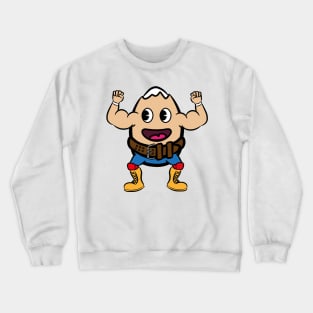 cartoon egg wearing weight lifting belt wrestler Crewneck Sweatshirt